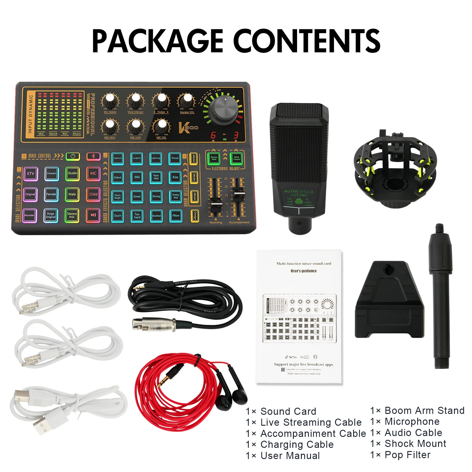 Complete Home Studio Recording Kit Mixer Condenser Microphone For Music Podcast