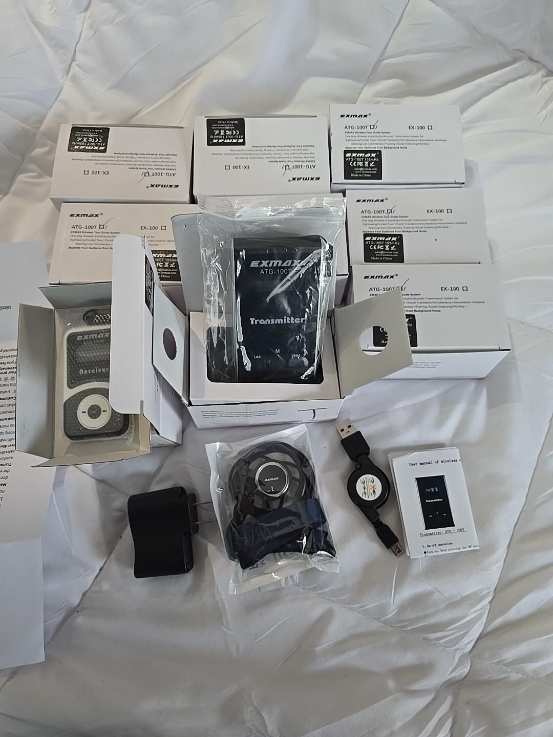 EXMAX ATG-100T 195MHz Wireless Tour Guide Audio Transmission System 8 Reciever