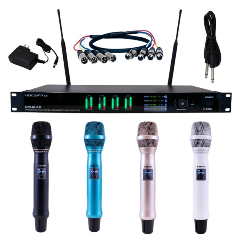 VOCOPRO UTD-QUAD-VIVID 4 Multi-Color Handhled Wireless Microphone System