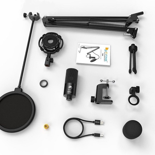 FIFINE T669 USB Condenser Studio Microphone Kit Boom Arm Shock Mount CompleteBox