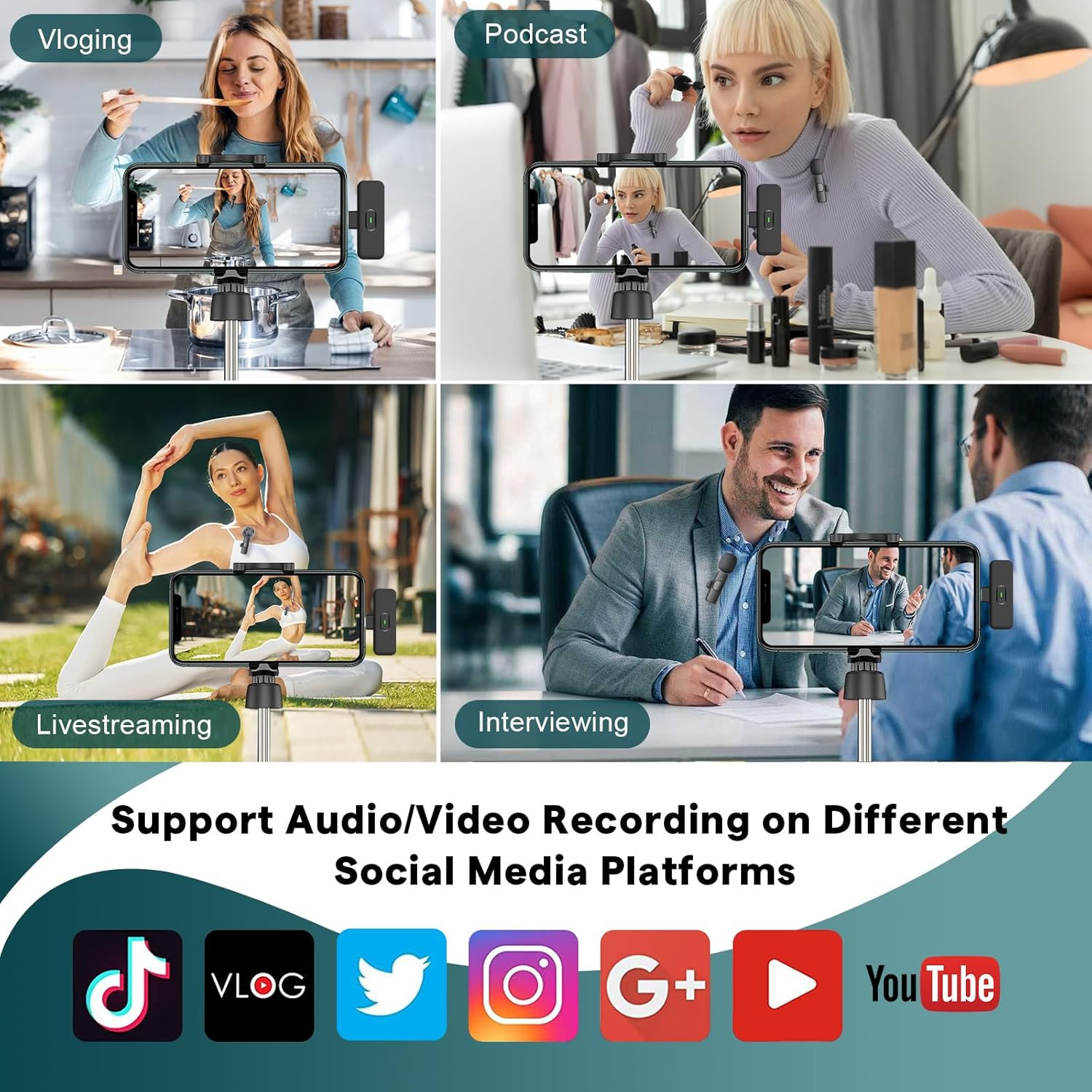Wireless Mini Microphone for Iphone, Android Phone – Lavalier Lapel Mic for Audi