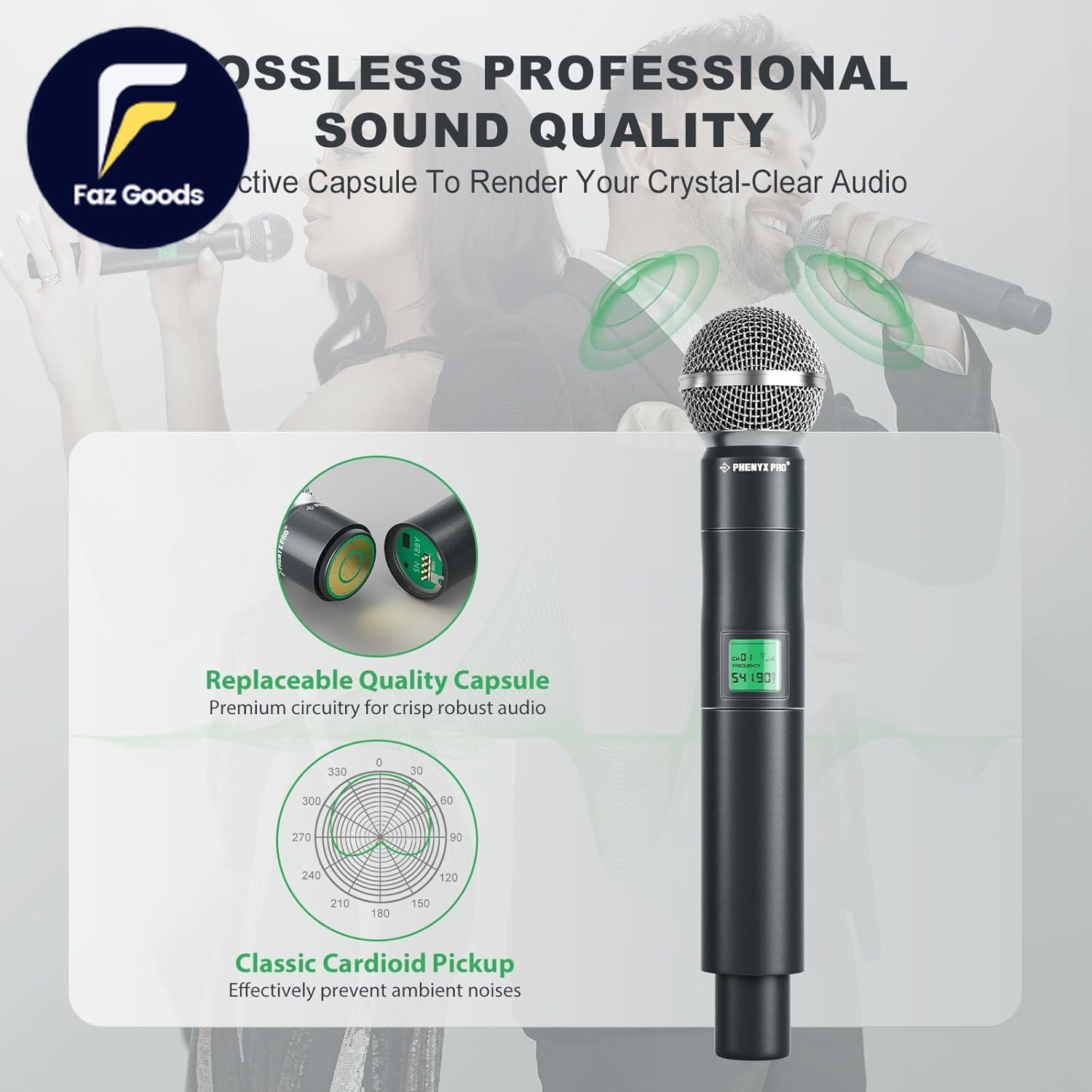 Wireless Microphone System 4-Channel UHF Wireless Mic, Fixed Frequency Metal