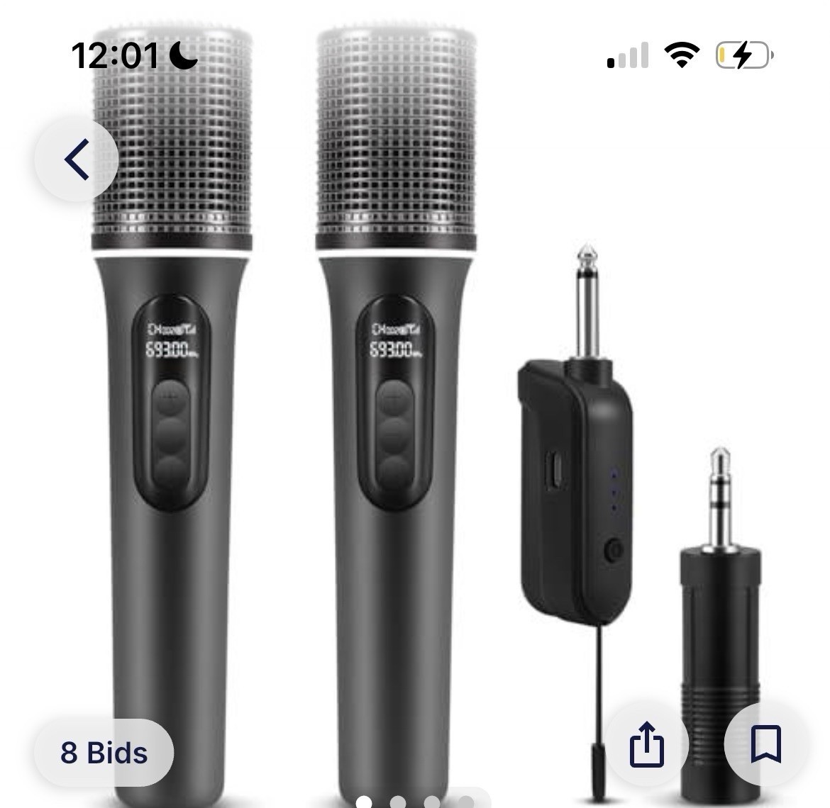 2x Wireless Handheld Dynamic Microphones K8 w/ 1/4 in Receiver, DSP, Black