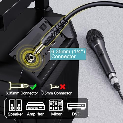 FIFINE K6 Dynamic Vocal Microphone Wired Handheld Mic 1/4 inch Plug 14.8ft Cable