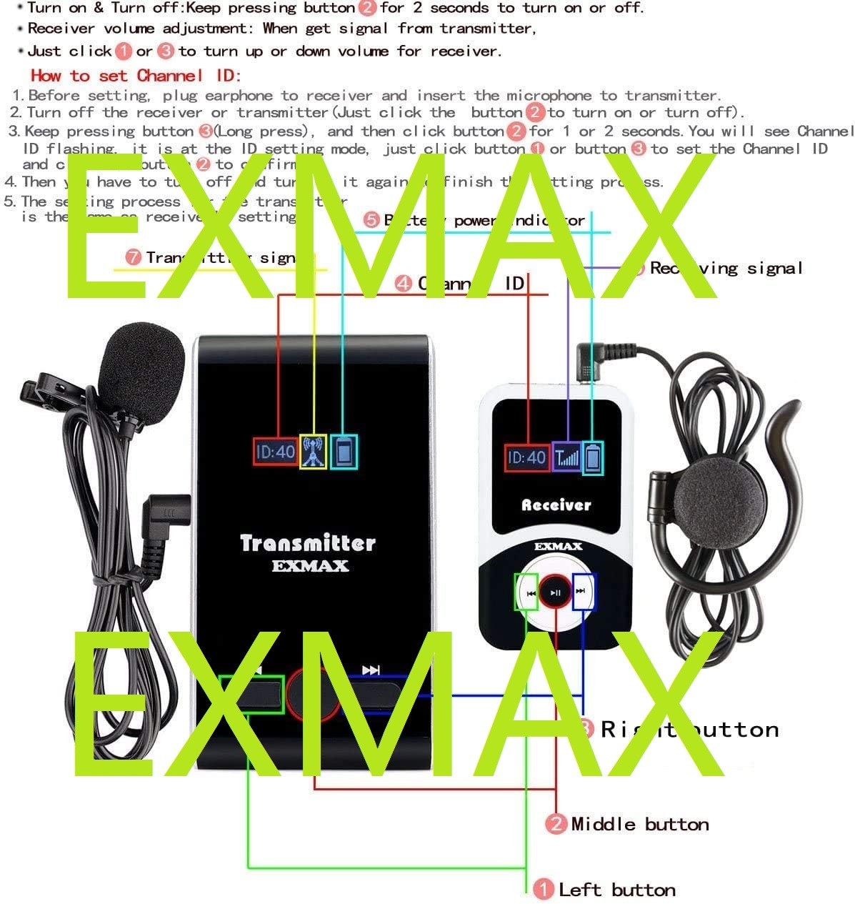 EXMAX Wireless Tour Guide System ATG-100T 195MHz for Conference Presentations
