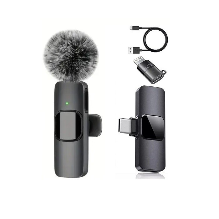 Wireless Lavalier Microphone Audio Video Recording Mini Mic For Android, iPhone