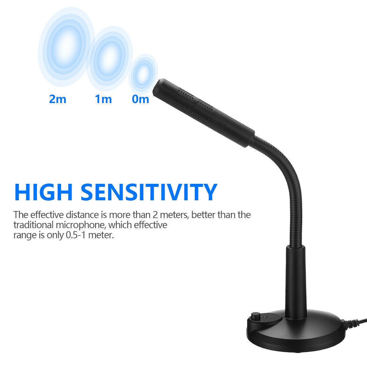 USB Mini Condenser Microphone with Stand Desktop Laptop PC Recording Mic