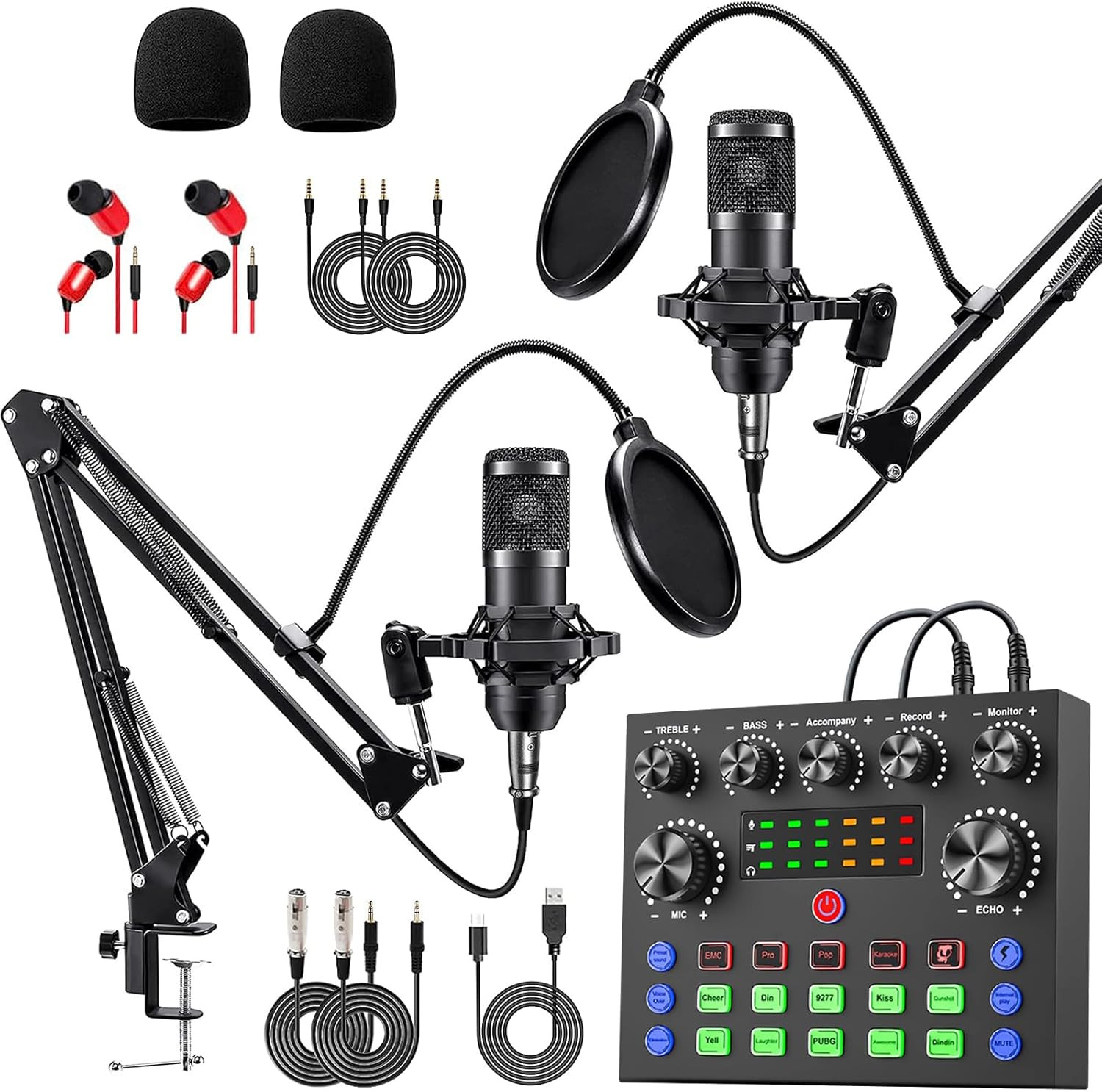 Podcast Equipment Bundle for 2, V8S Voice Changer with BM-800 Podcast Microphone