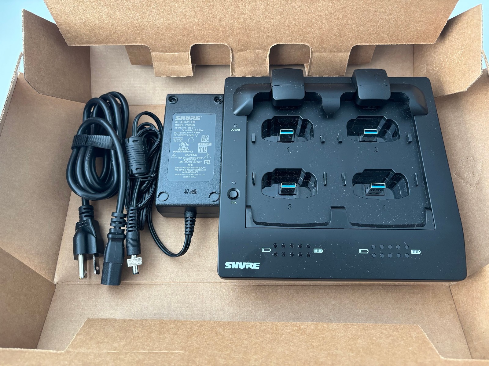 Shure MXWNCS4 4-Port Networked Charging Station (Open Box, New Condition)