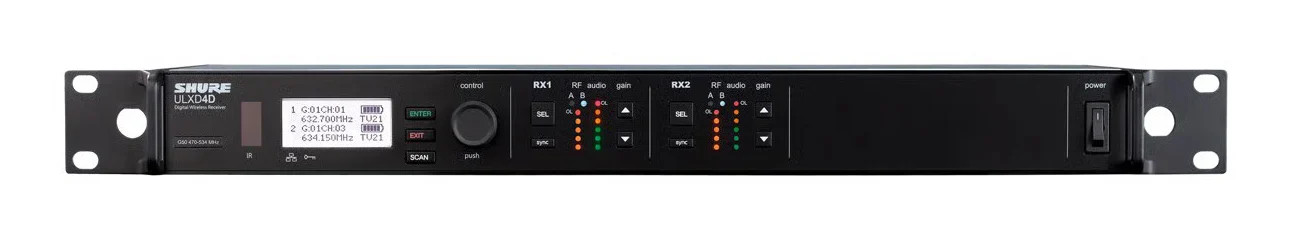Shure ULXD4D-G57 ULX-D Dual-Channel Digital Wireless Microphone Receiver, G57