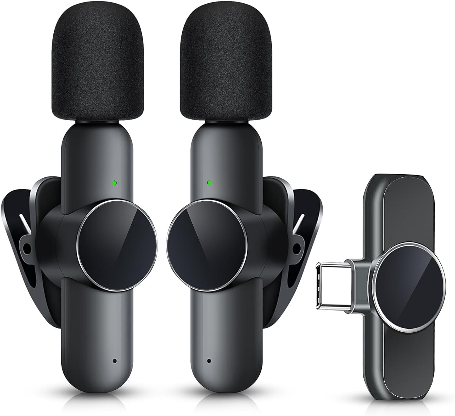 2 Pack Mini Wireless Microphone Type C for Iphone 15-16 Android Phone, USB C Tin