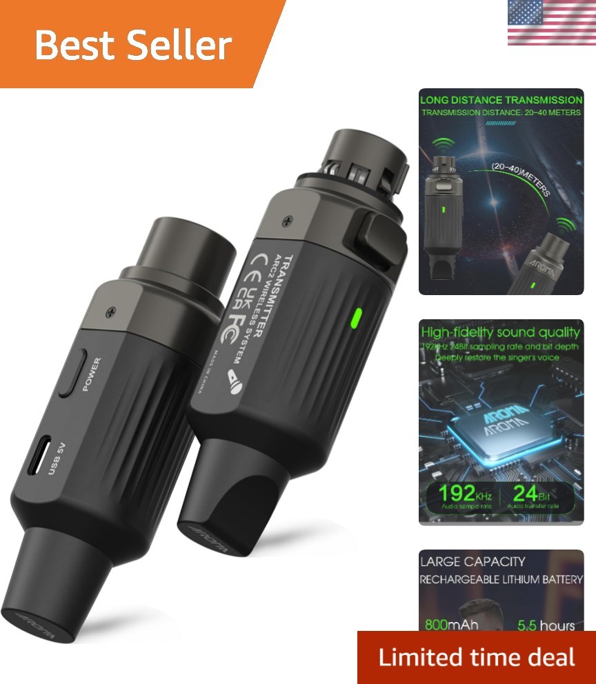 Aroma Wireless XLR Transmitter and Receiver, Professional UHF Wireless Microp…