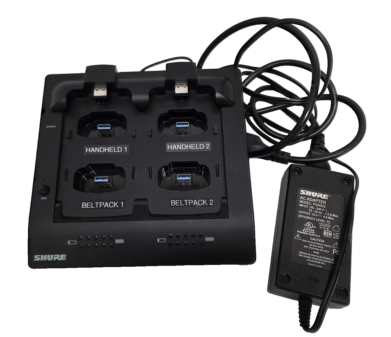 Shure MXWNCS4 4-Channel Networked Charging Station with OEM PSU Adapter