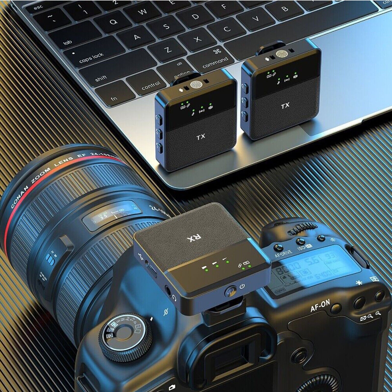 Bluetooth 2.4G Two-Way Wireless Lavalier Microphone Audio Recording Lapel MicJd