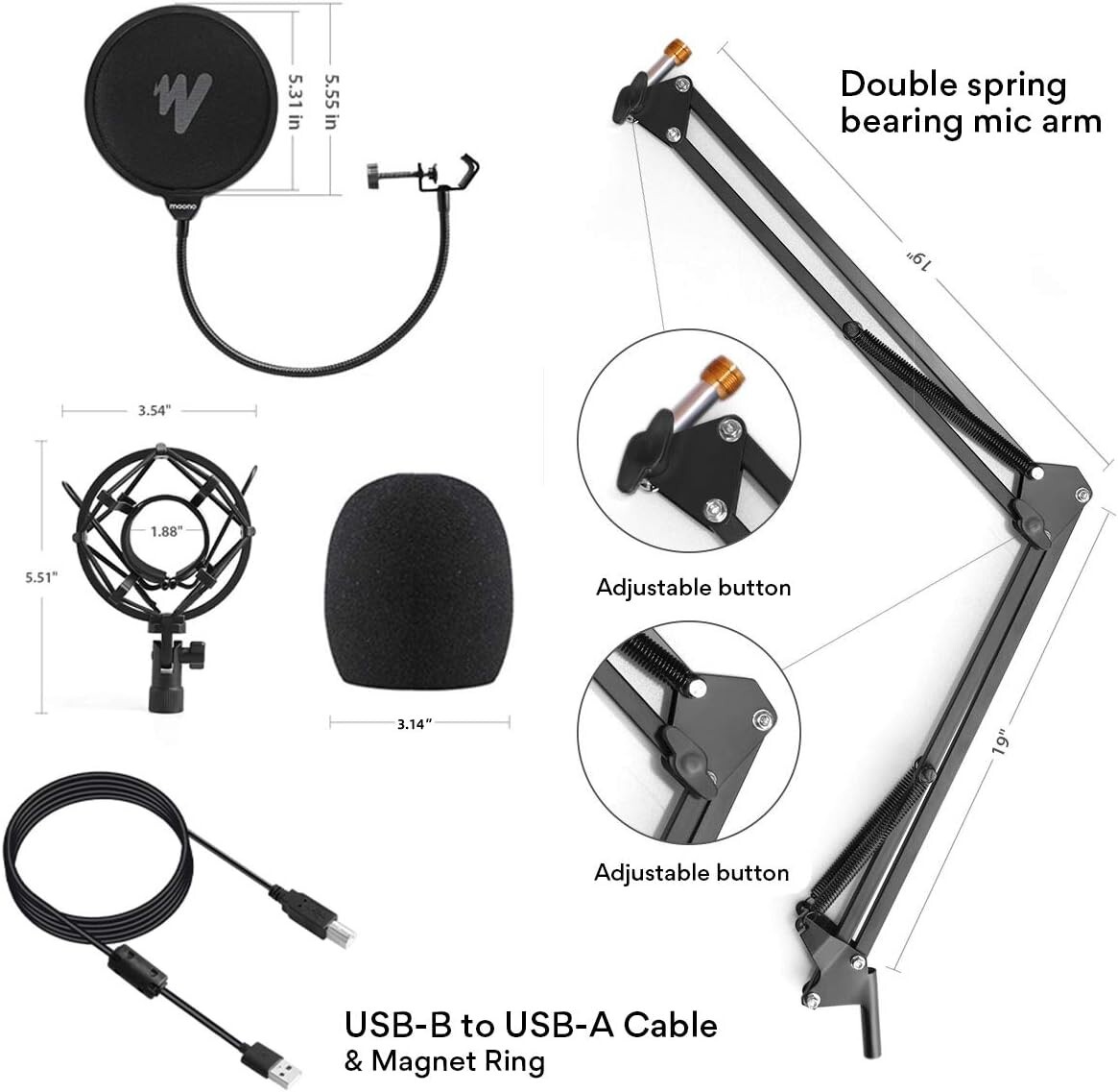 Pro Studio Microphone Set with Headphones for Streaming & Gaming – Plug & Play