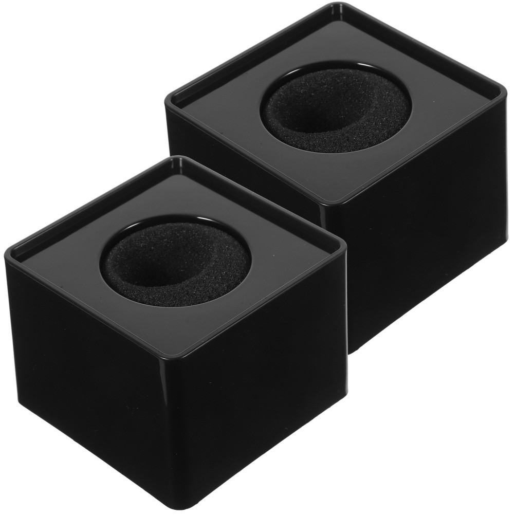 2Pcs Durable ABS Microphone Logo Flags for Interview Mic Station Black