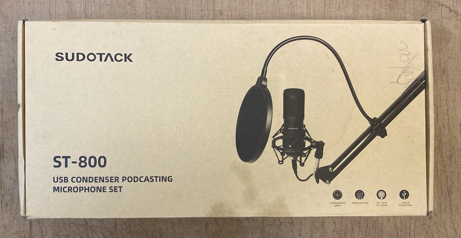 Sudotack ST-800 USB Podcast Microphone Kit w/ Boom Arm & Pop Filter