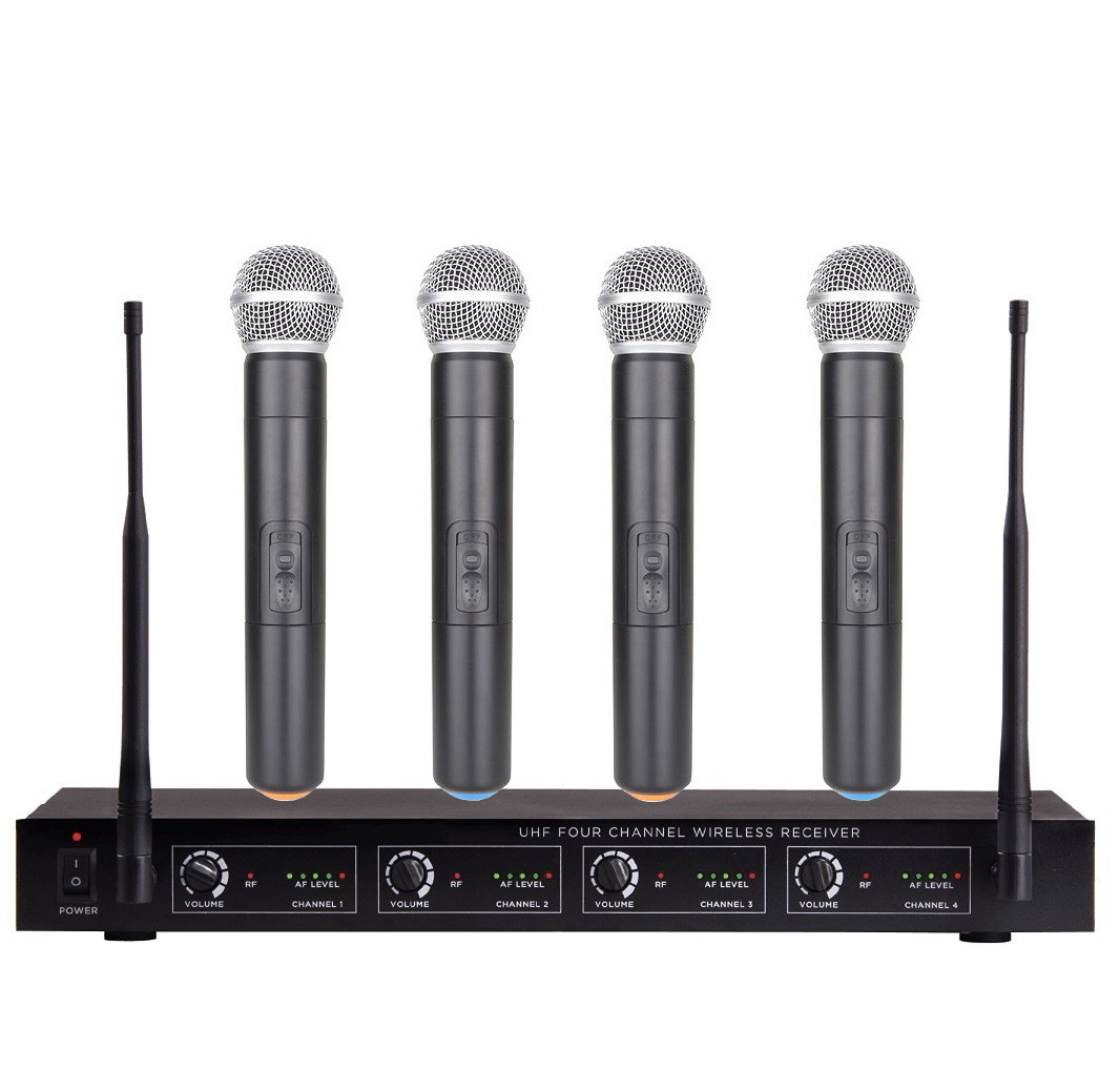 Wireless Microphones System, 4-Channel 4 Handheld Mics For Shure sm58 Vocal mic