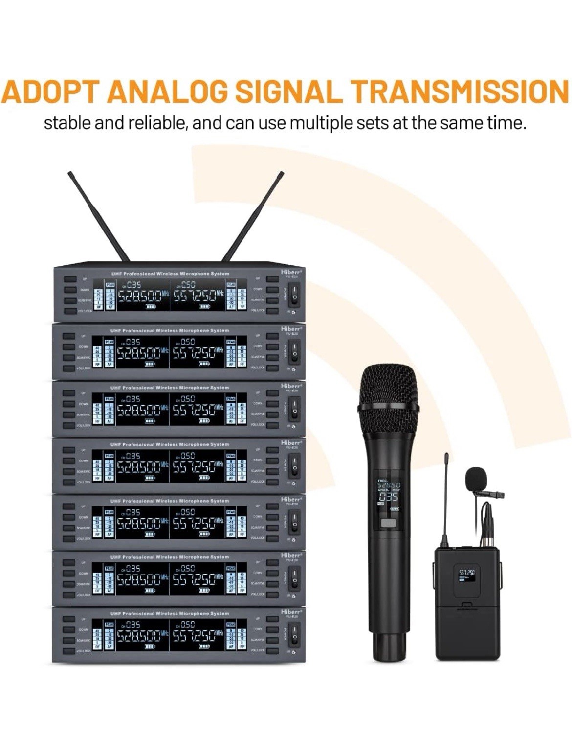 HIBERR UHF Wireless Microphone System 2 Channel YU-E20H – 2 Mics – NIB