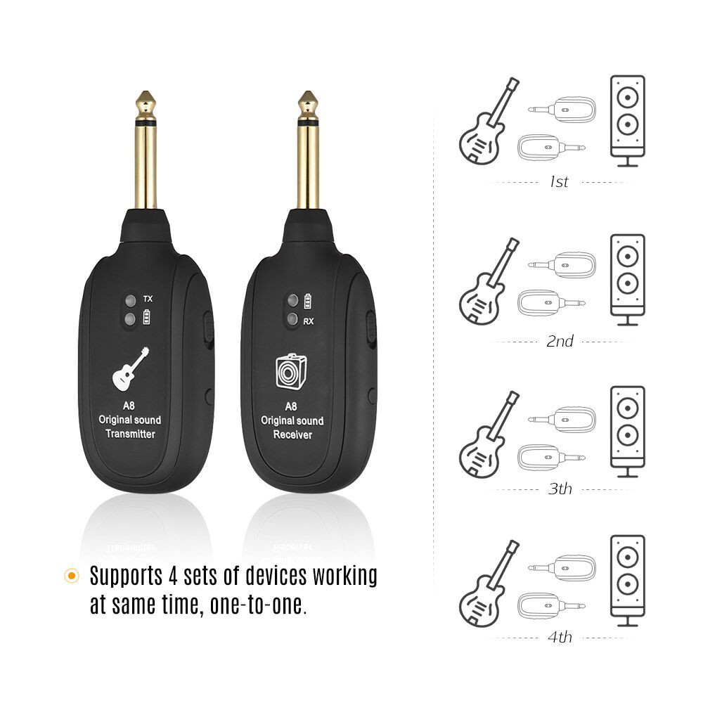 A8 UHF Wireless Guitar Transmitter Receiver Set 730mhz 50M Range For Electric