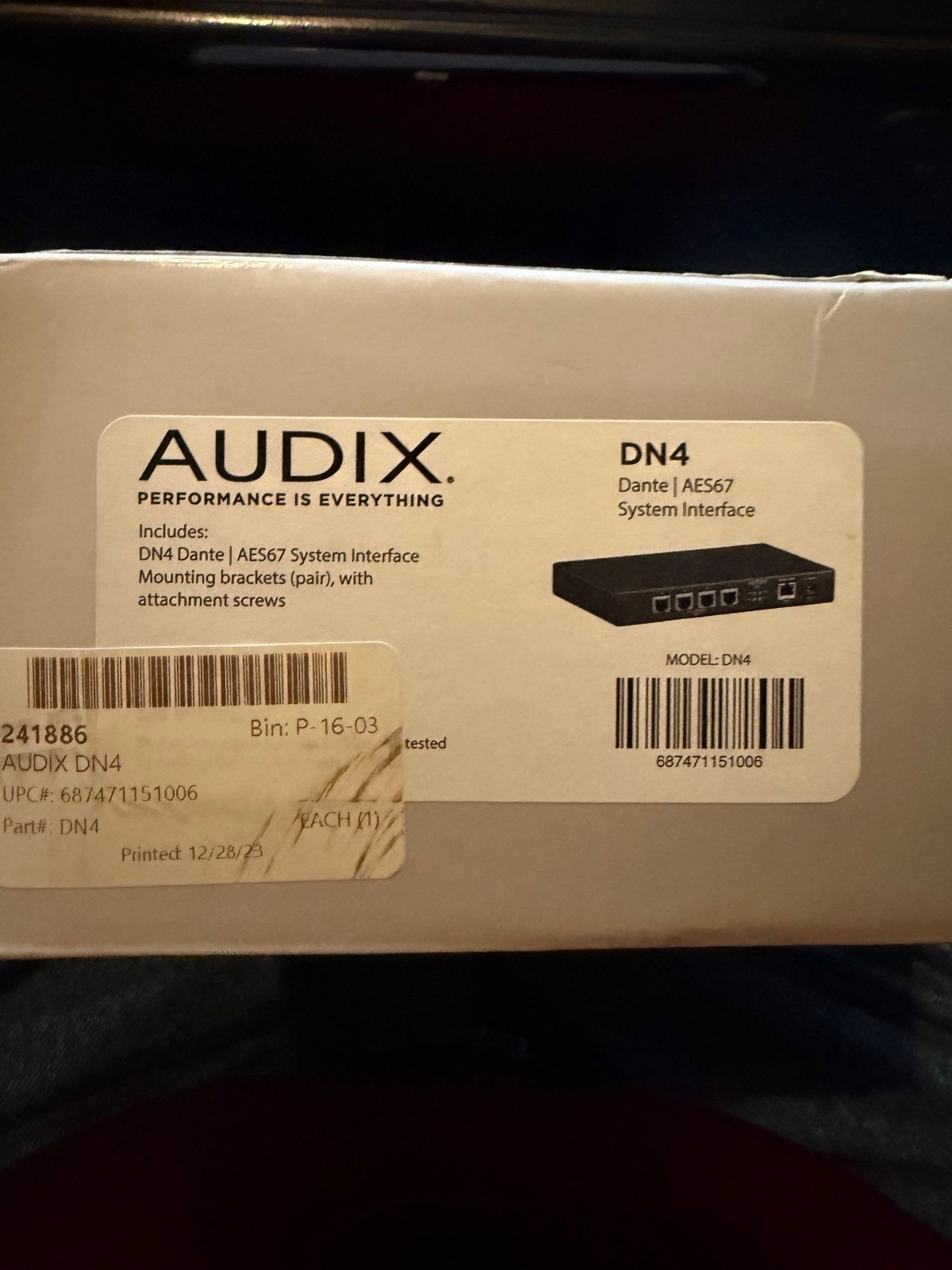 Audix DN4 Dante Analog microphone Interface 4 Channel CAT5 RJ45 Ethercon