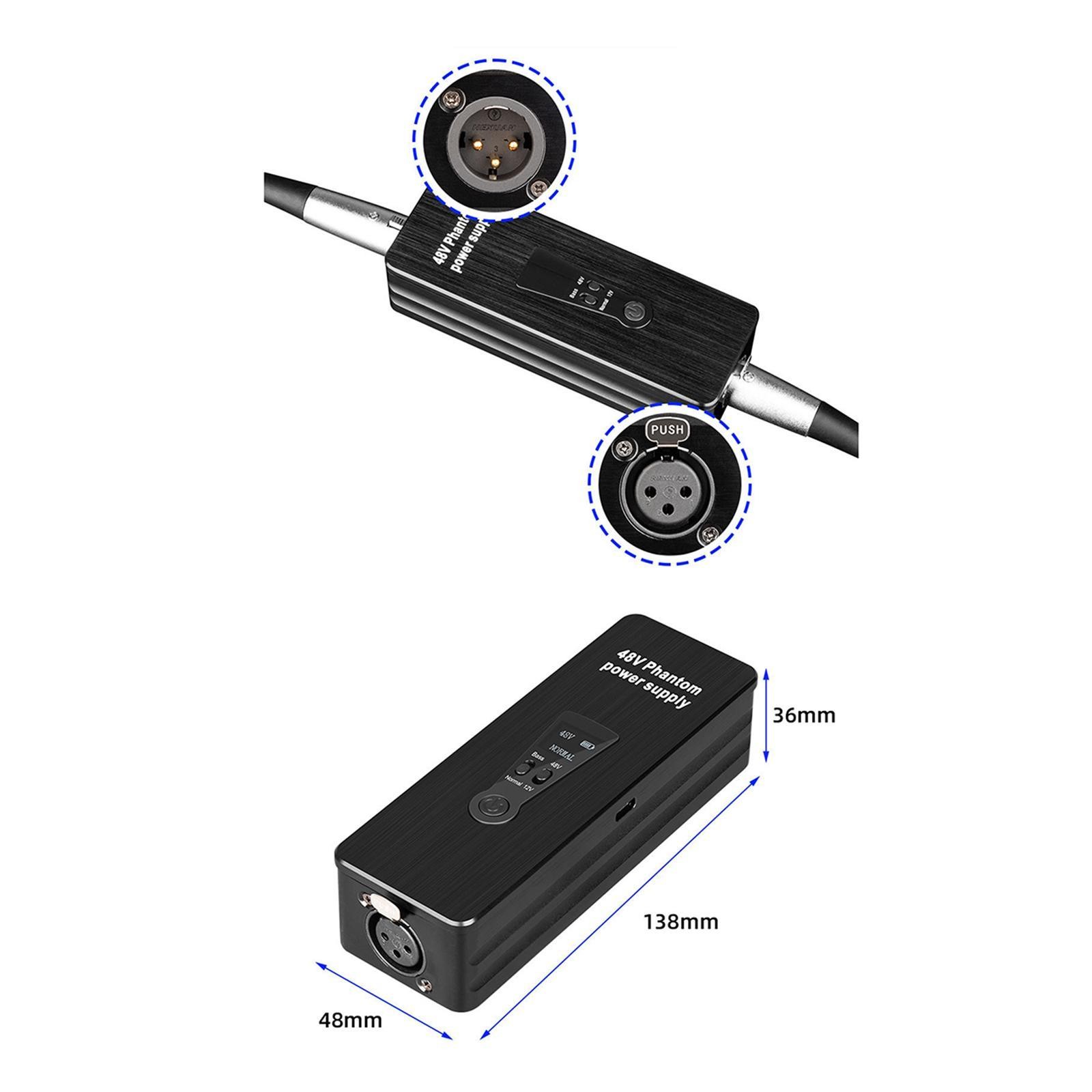 Phantom Power Supply Microphone Amplifier Portable 48V/12V Microphone