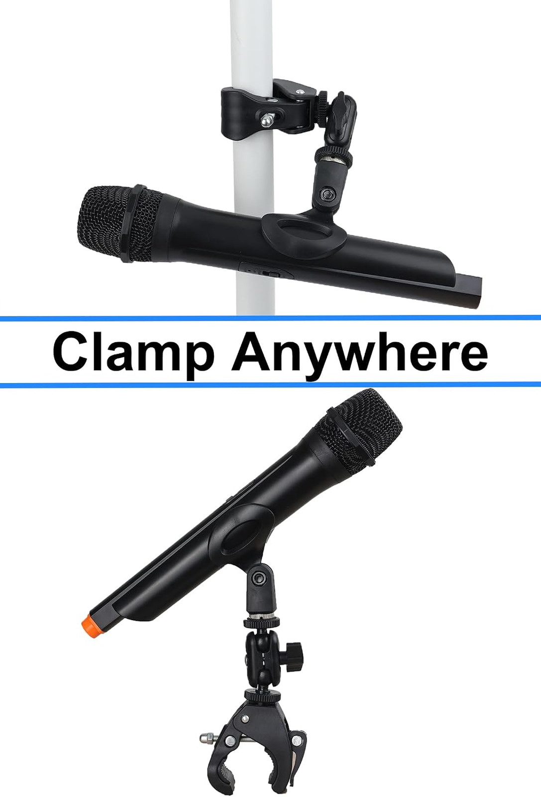 Microphone Clamp with Double Ball Head Adjustment 1/4 to 5/8 Inch Thread Fits