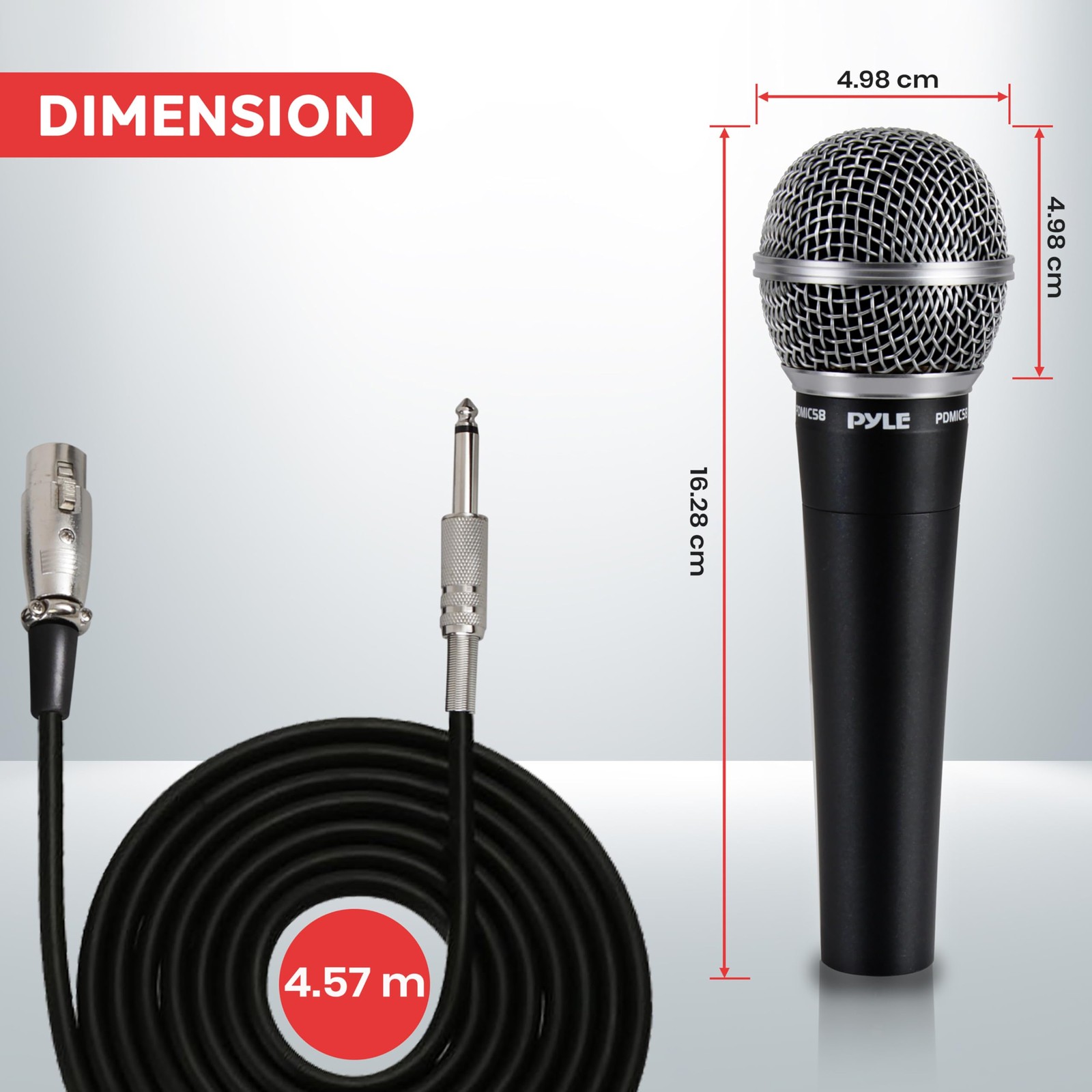 Pyle Microphone, Dynamic Cardioid, XLR Cable Included, Unidirectional, Rugged Co