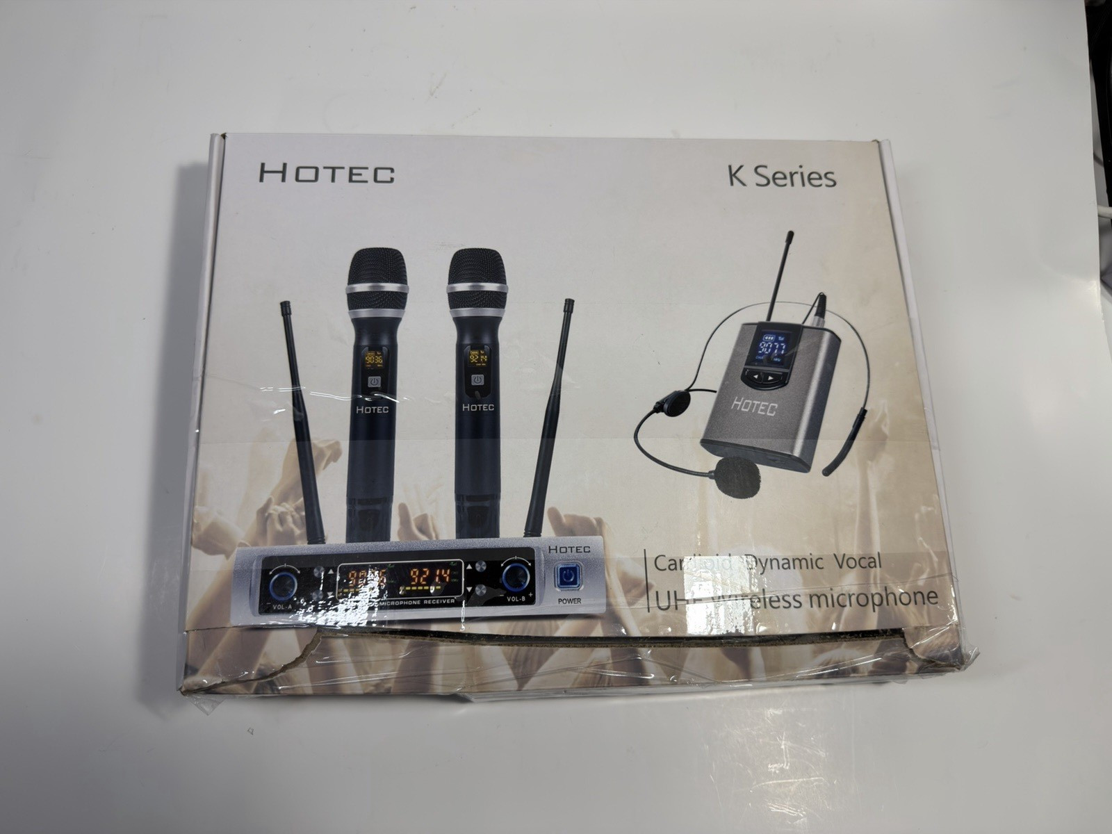 Hotec K25 Dual UHF Wireless Microphone System Headset Lavalier Lapel Bodypack