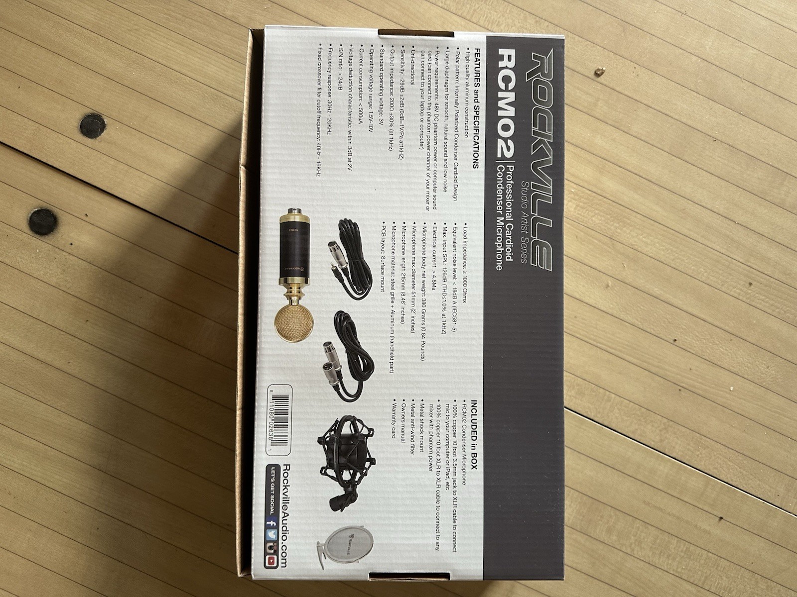 Rockville RCM02 Cardioid Condenser Microphone Large Diaphragm XLR Studio