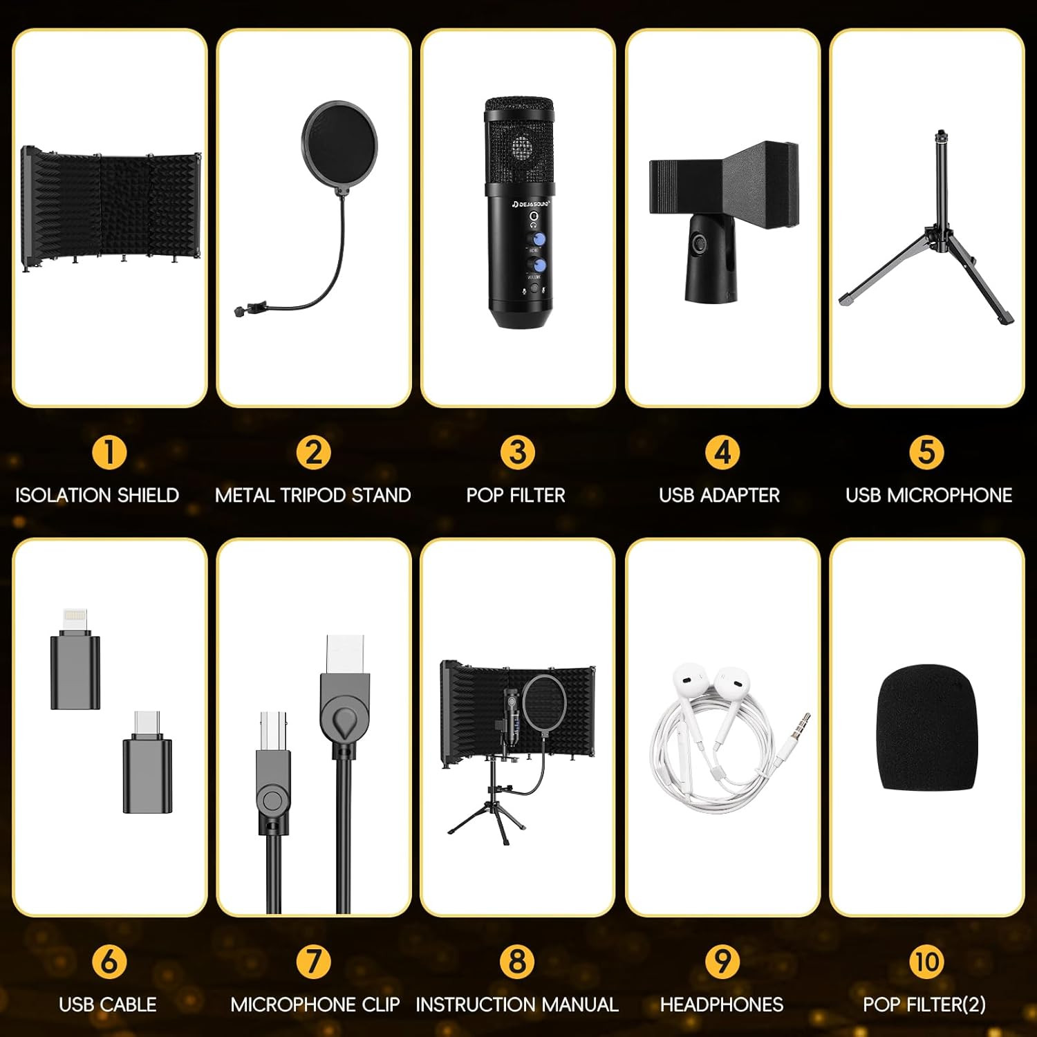 Upgraded Studio Recording Microphone with Isolation Shield & Pop Filter – Music
