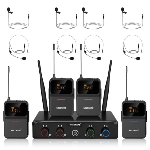 MELONARE 4 Channel Wireless Microphone System UHF