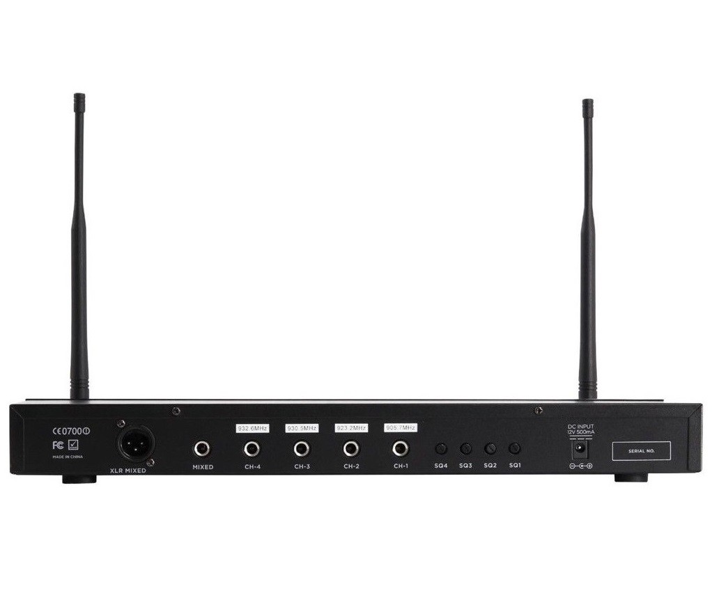 Wireless Microphone System Pro 4-Channel UHF Cordless Mic Set With Four Handheld