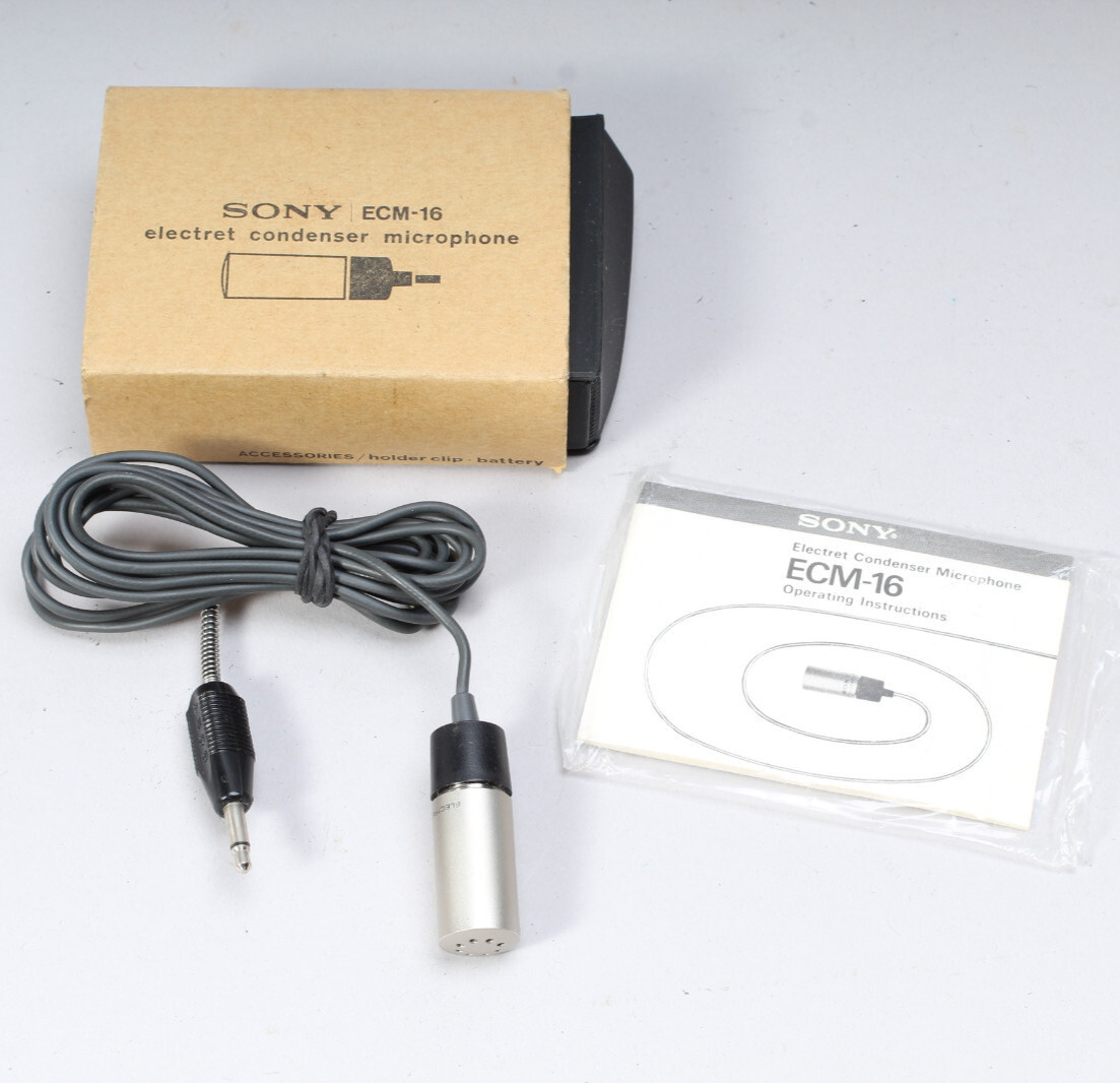 SONY ECM-16 ELECTRET CONDENSER MIC IN THE BOX W INSTRUCTIONS TESTED & WORKING