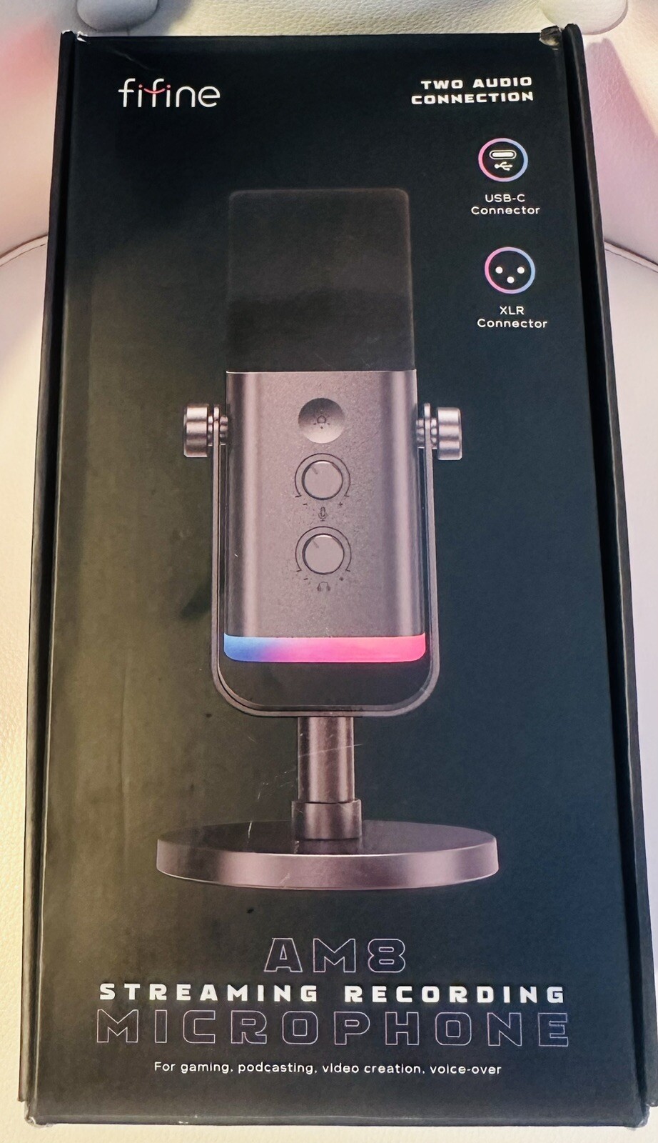 Fifine XLR/USB Dynamic Microphone For Podcast Gaming Streaming Mic AM8 RGB Light