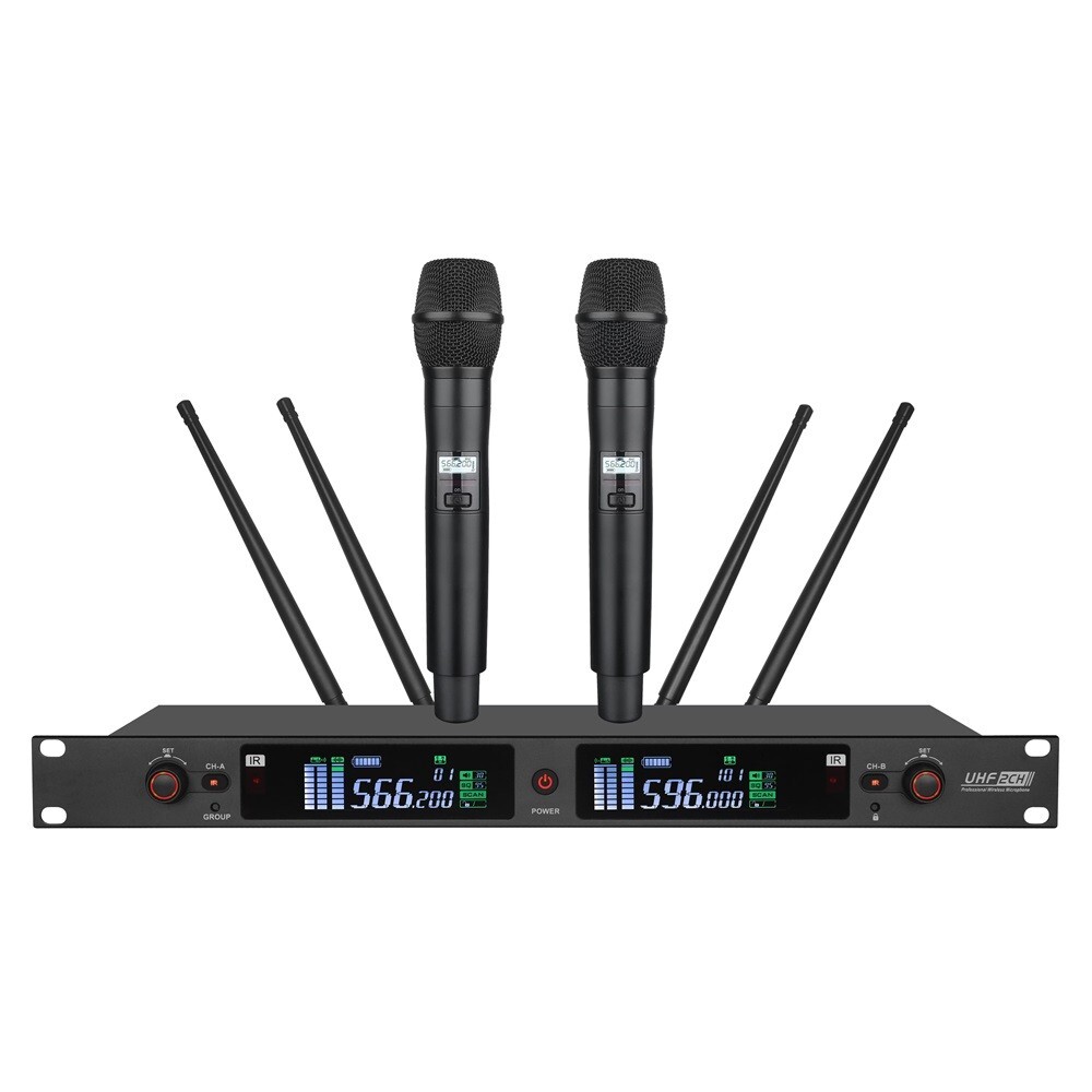 UHF Professional Wireless Microphone System Dual Handheld SKM 9000 Mics Red