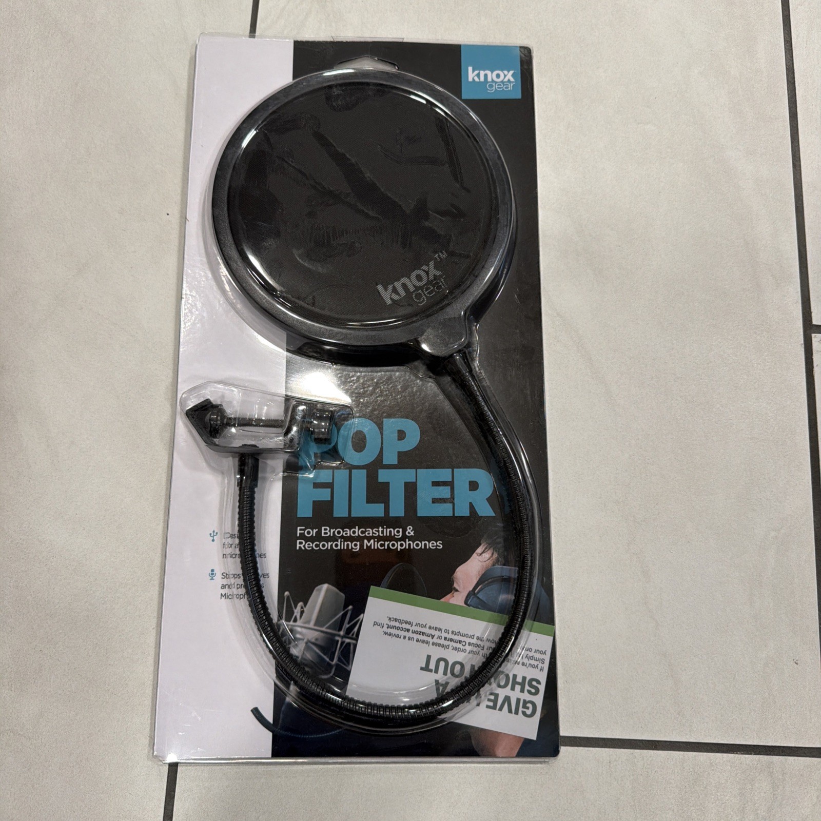 Knox Gear Pop Filter forAll Microphones NEW Black Helps protects microphones