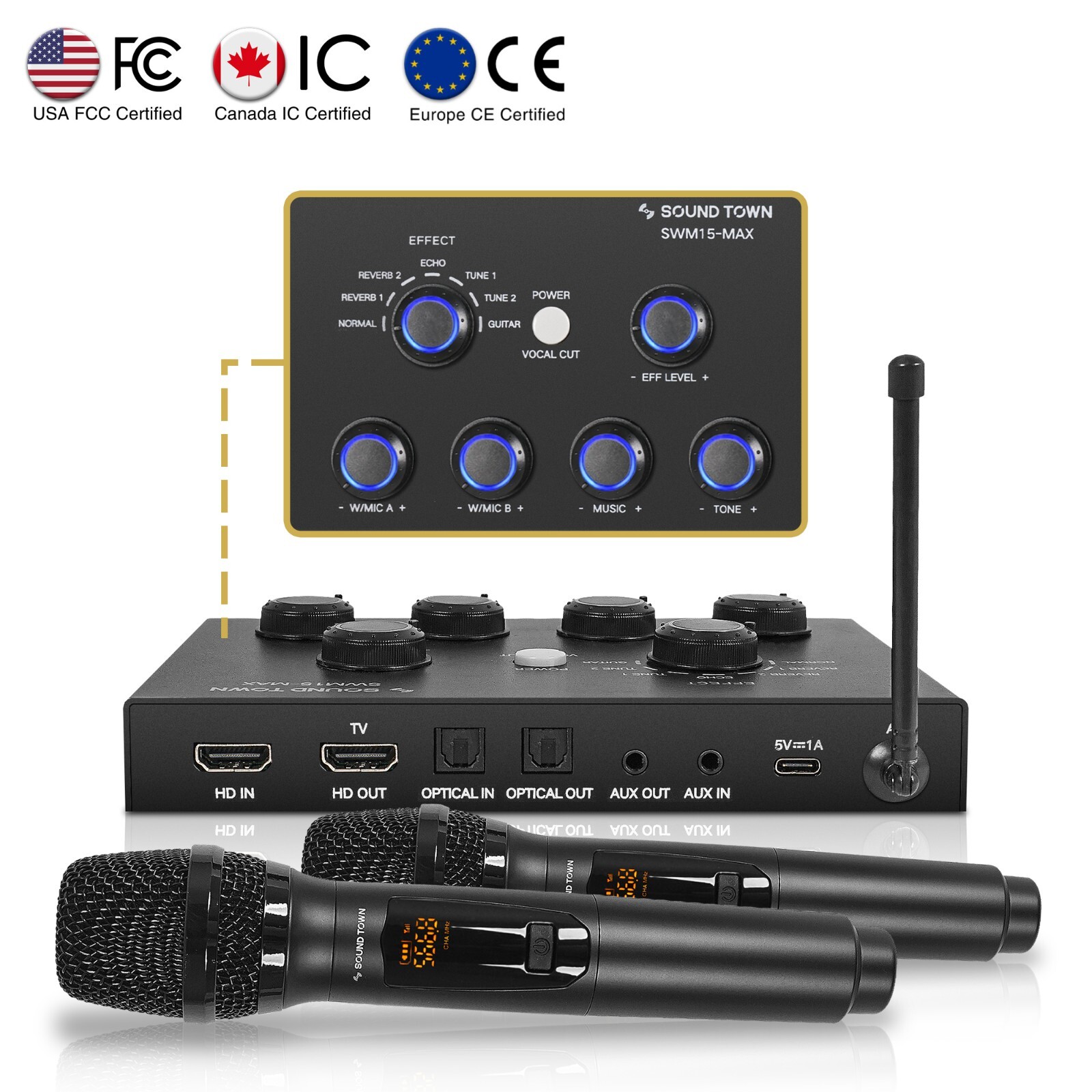 Sound Town Wireless Microphone Karaoke Mixer System w/ 2 Wireless Mic(SWM15-MAX)