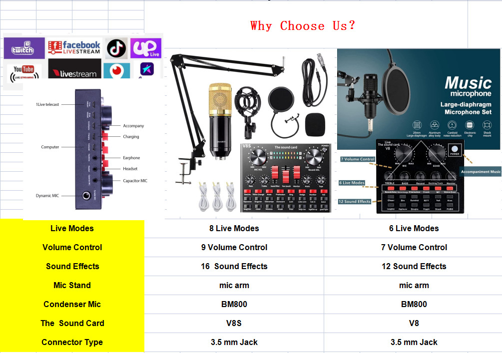 Studio Recording Kit Podcast Music Mixer Equipment Home Condenser Microphone Set