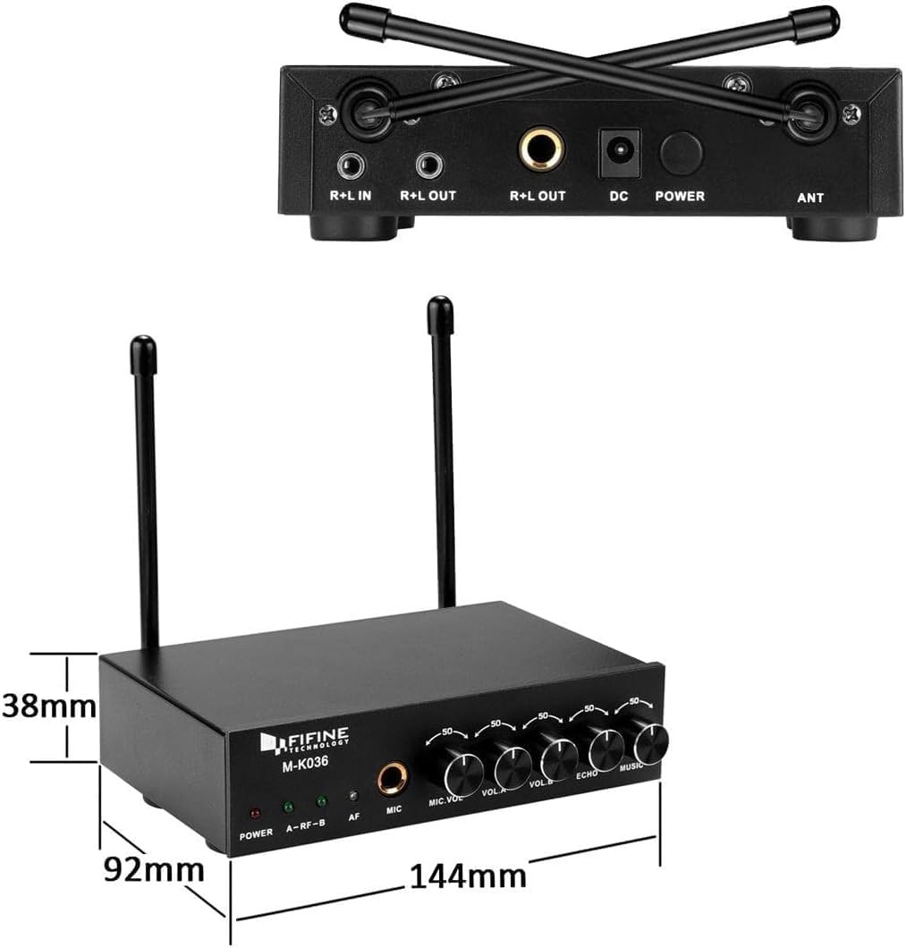 UHF Dual Channel Wireless Handheld Microphone, Easy-To-Use Karaoke Wireless Micr