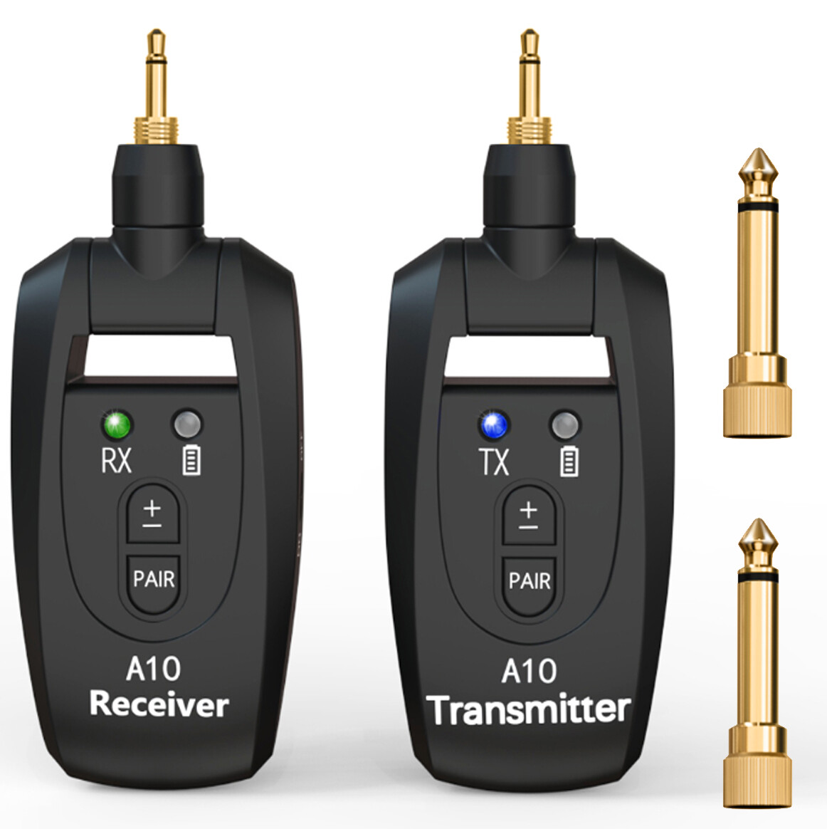 2.4GHz Digital Wireless Guitar Transmitter Receiver fit Bass – Gold Plated Plug