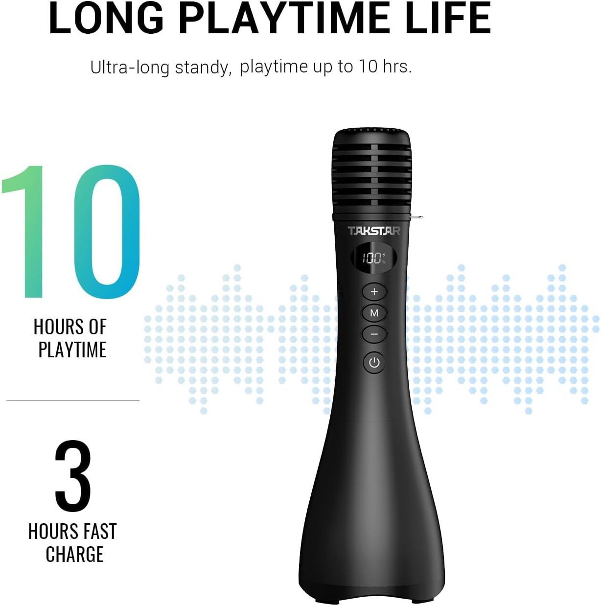 15W Bluetooth Microphone with Speaker, DA10 II Wireless Handheld Mic with LED Di