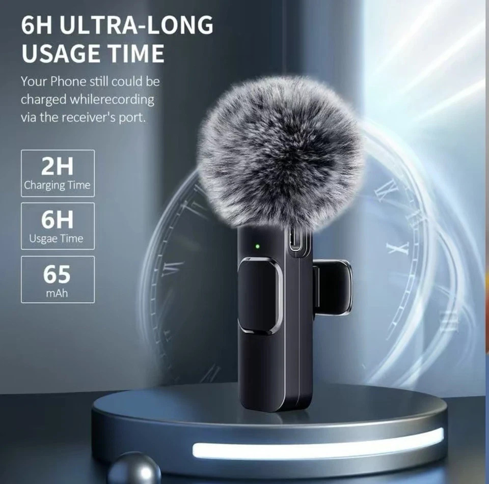 Wireless Microphone For Podcast ASMR TikTok Clip On Mic 2Pack