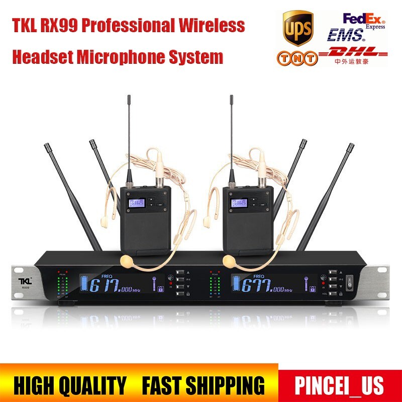TKL RX99 Professional Wireless Headset Microphone System w/ Two Head Mics pe66