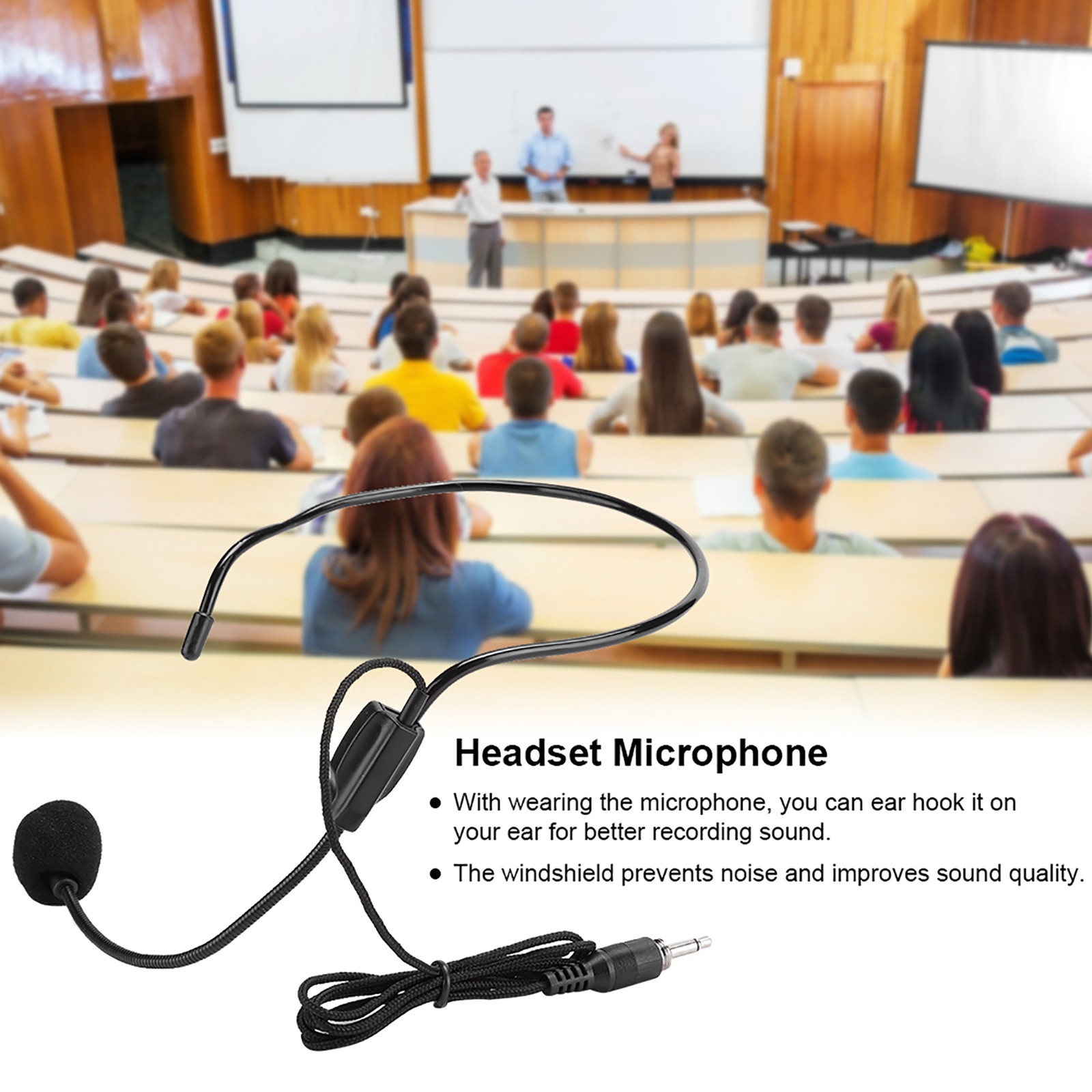 3Pcs 3.5mm Condenser Microphone Headset For Guide Shopping System