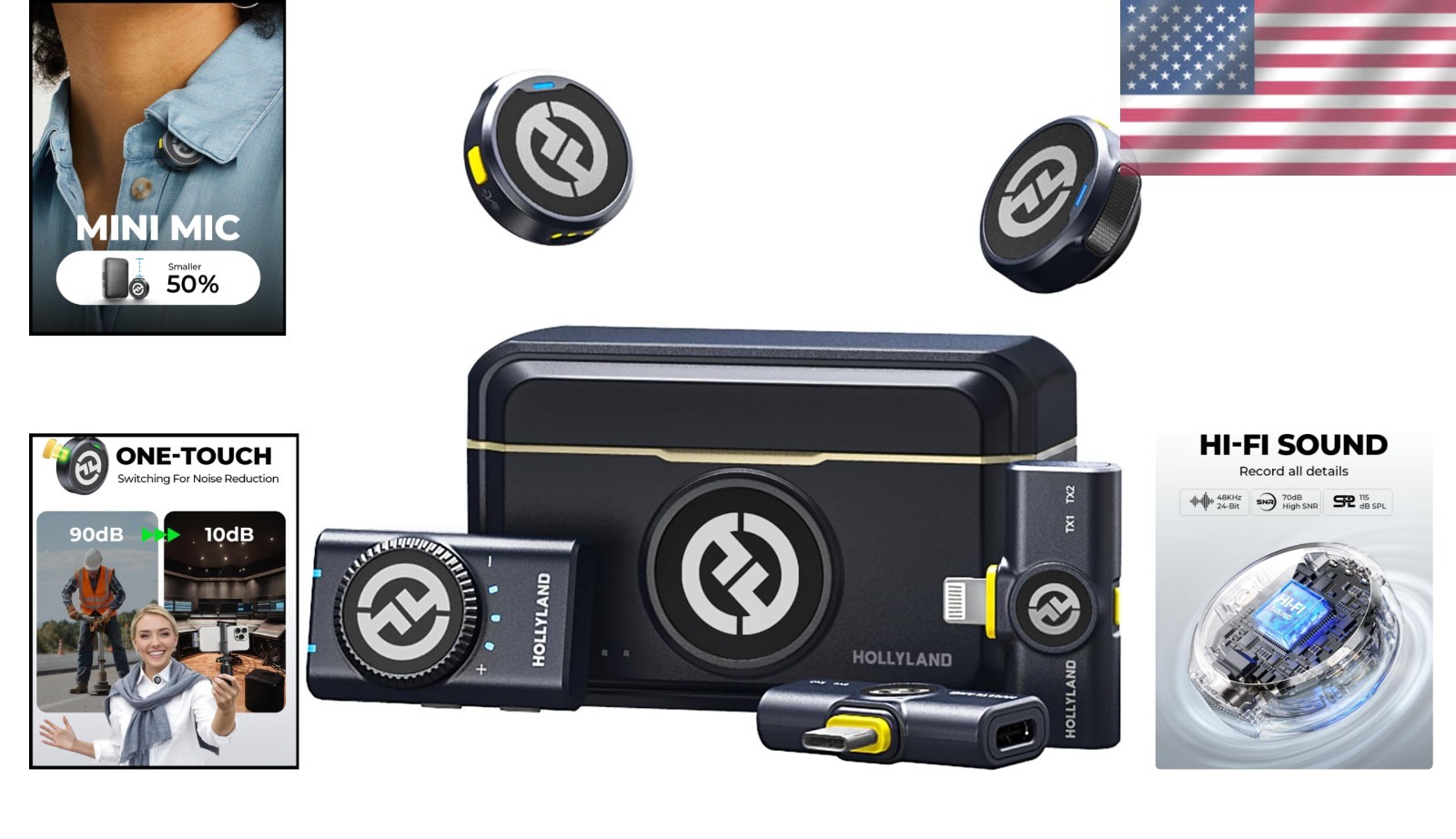 High Performance Wireless Microphone System with Extended Range and Accessories