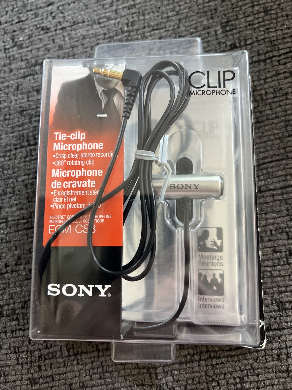 SONY ECM-CS3 Tie Clip Wired Microphone OmniDirectional Electret Condenser Mic