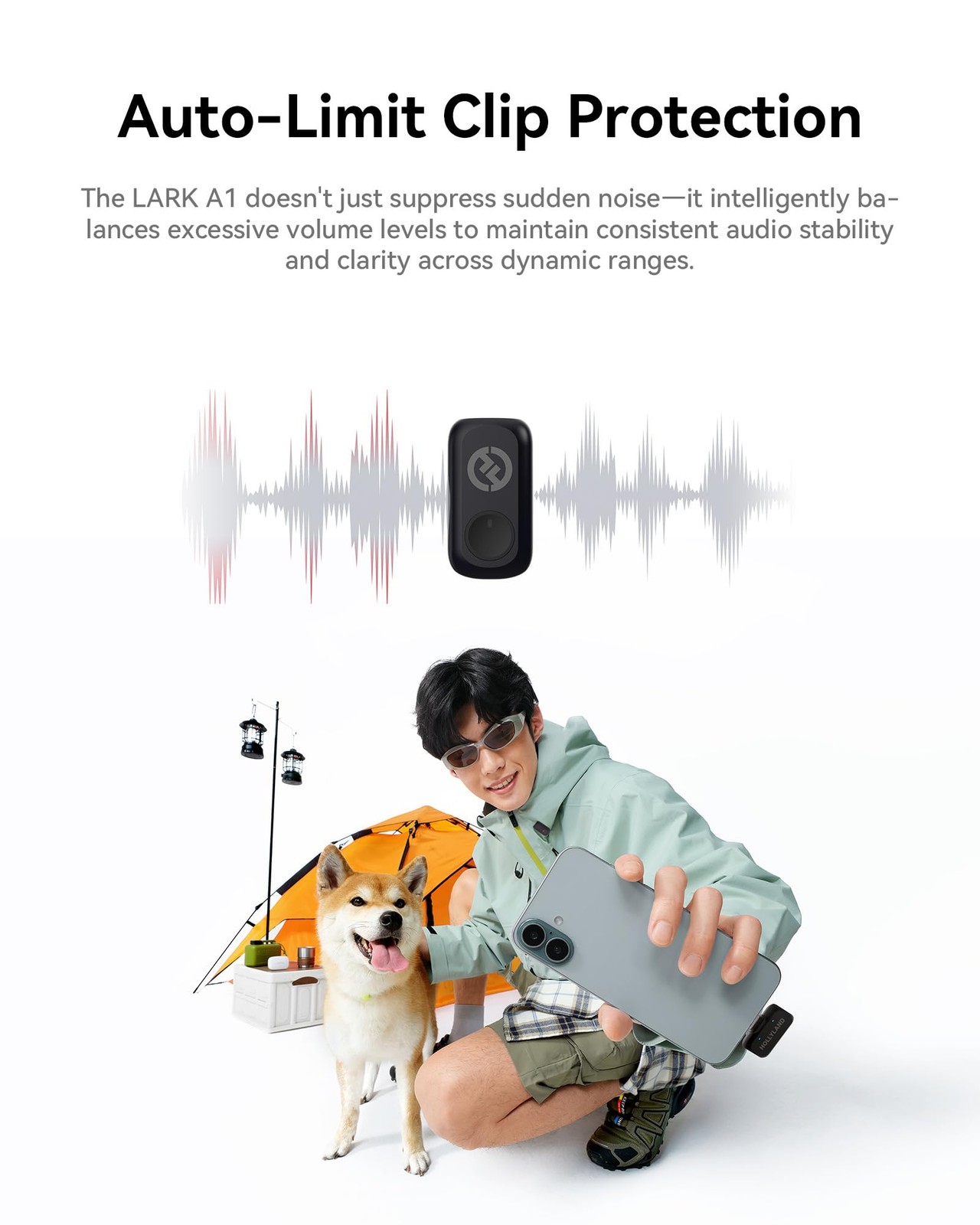 Wireless Mini Microphone for iPhone & Android 48kHz Noise Canceling