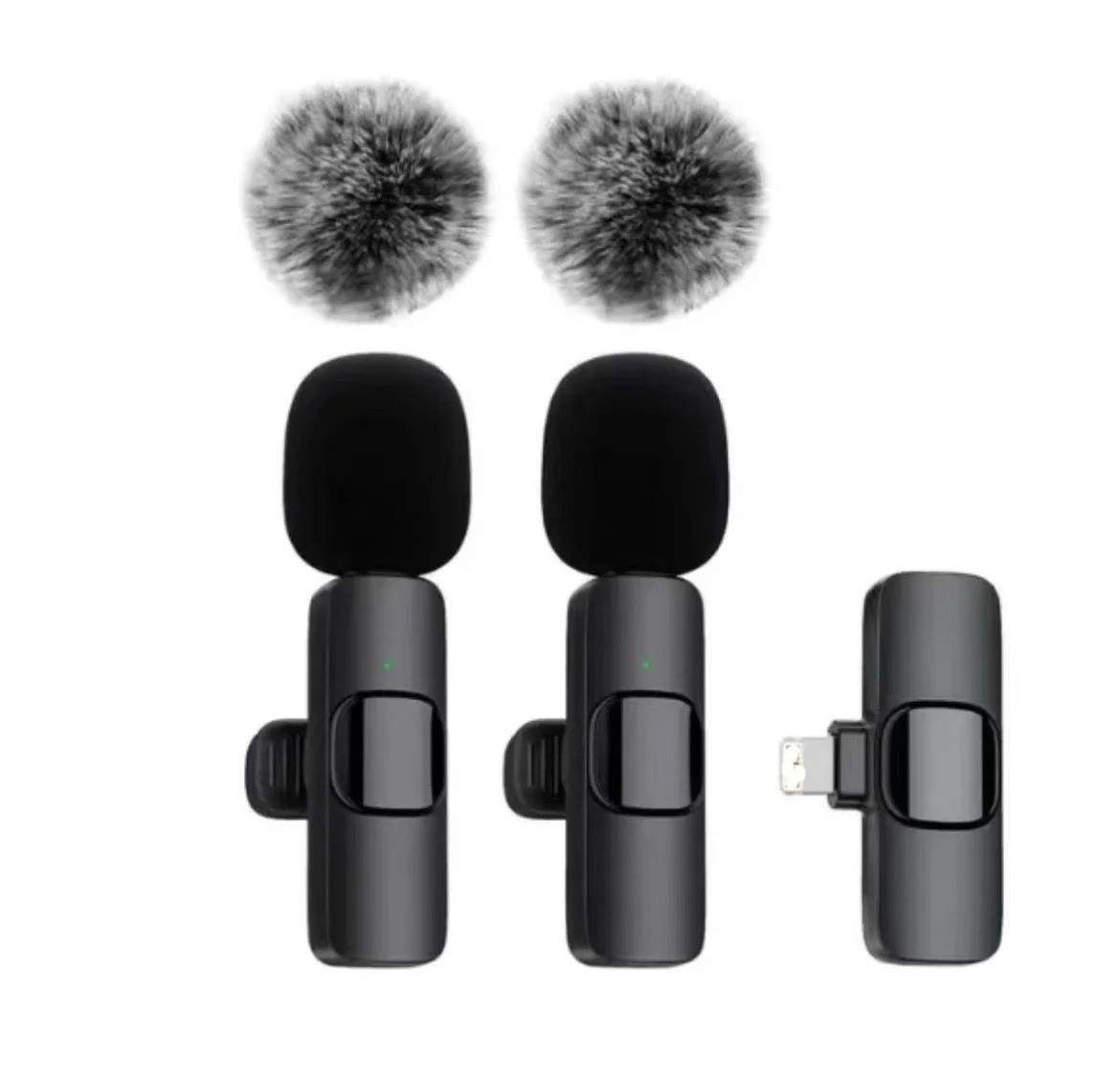2 PCS Wireless Lavalier Microphone Clip On Mic for iPhone Android iPad USB-C