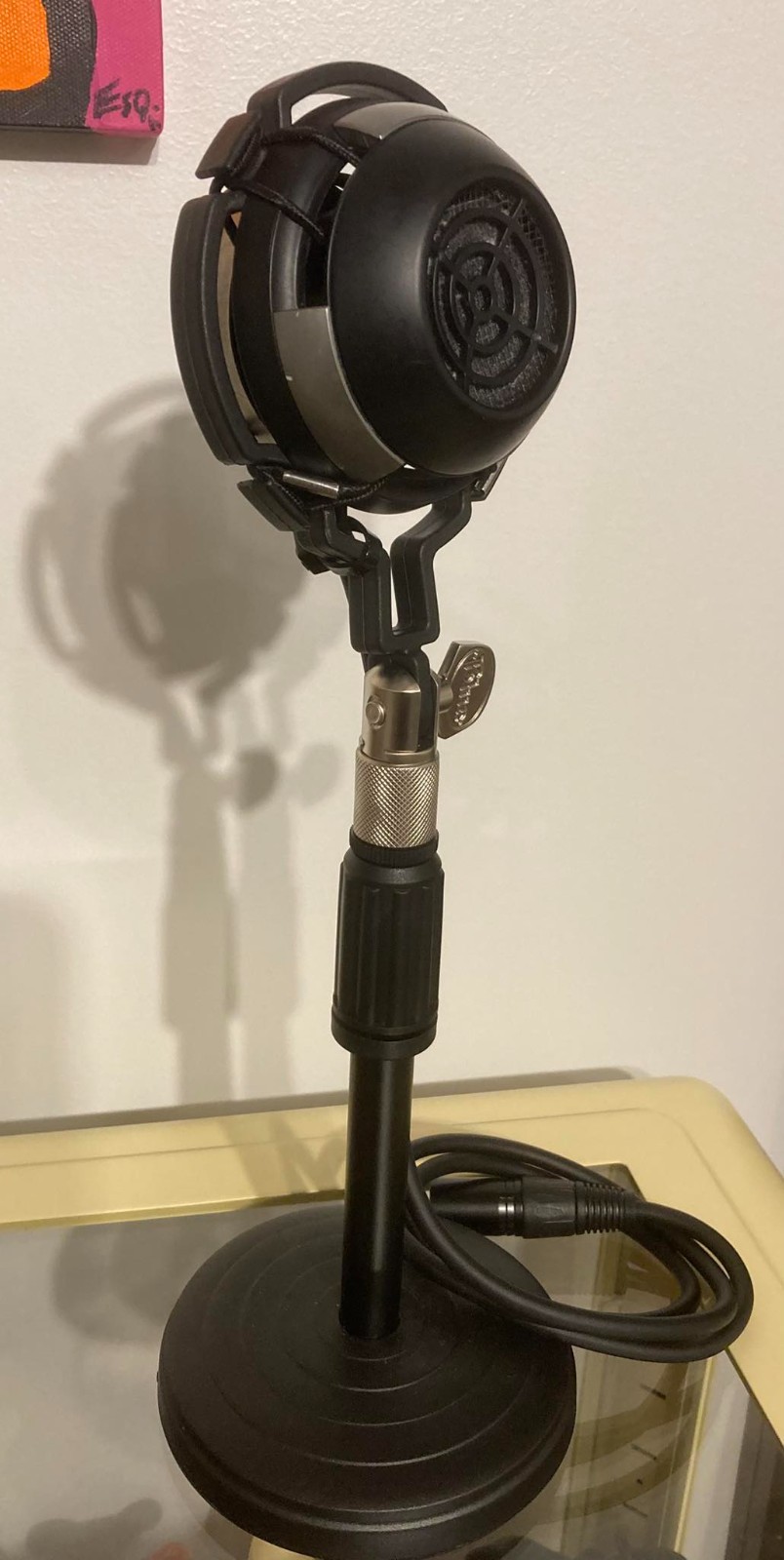 Custom One Of A Kind Dynamic Ring Style Microphone W/ Stand…WORKS…PLZ READ!!